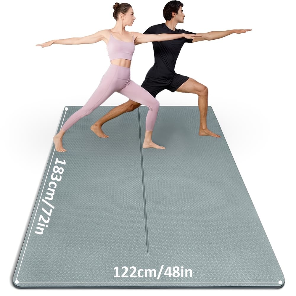 TEMU Double Non Slip Yoga Mat, 183x122cm Enlarged Yoga Mat, 8mm Exercise Mat, Fitness Mat For Home And Outdoor Use, Yoga, Pilates, Fitness Training Mat