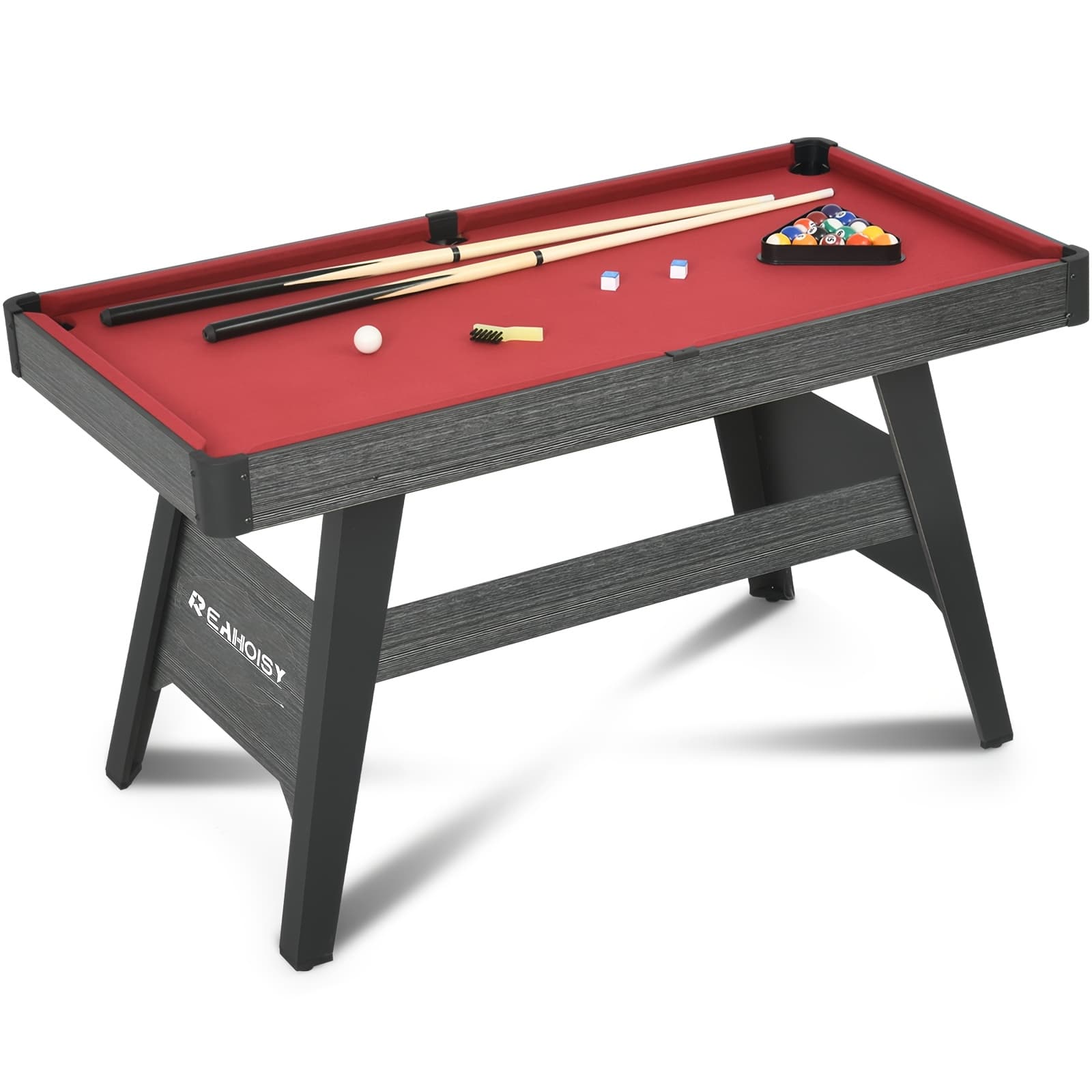 TEMU 4.5ft Portable Billiard Table, Billiard Game Table For Game Room, Portable Pool Table W/velvet Surface, Rubber Cushion Bumper, Durable Ball Bag, Accessory Set-red