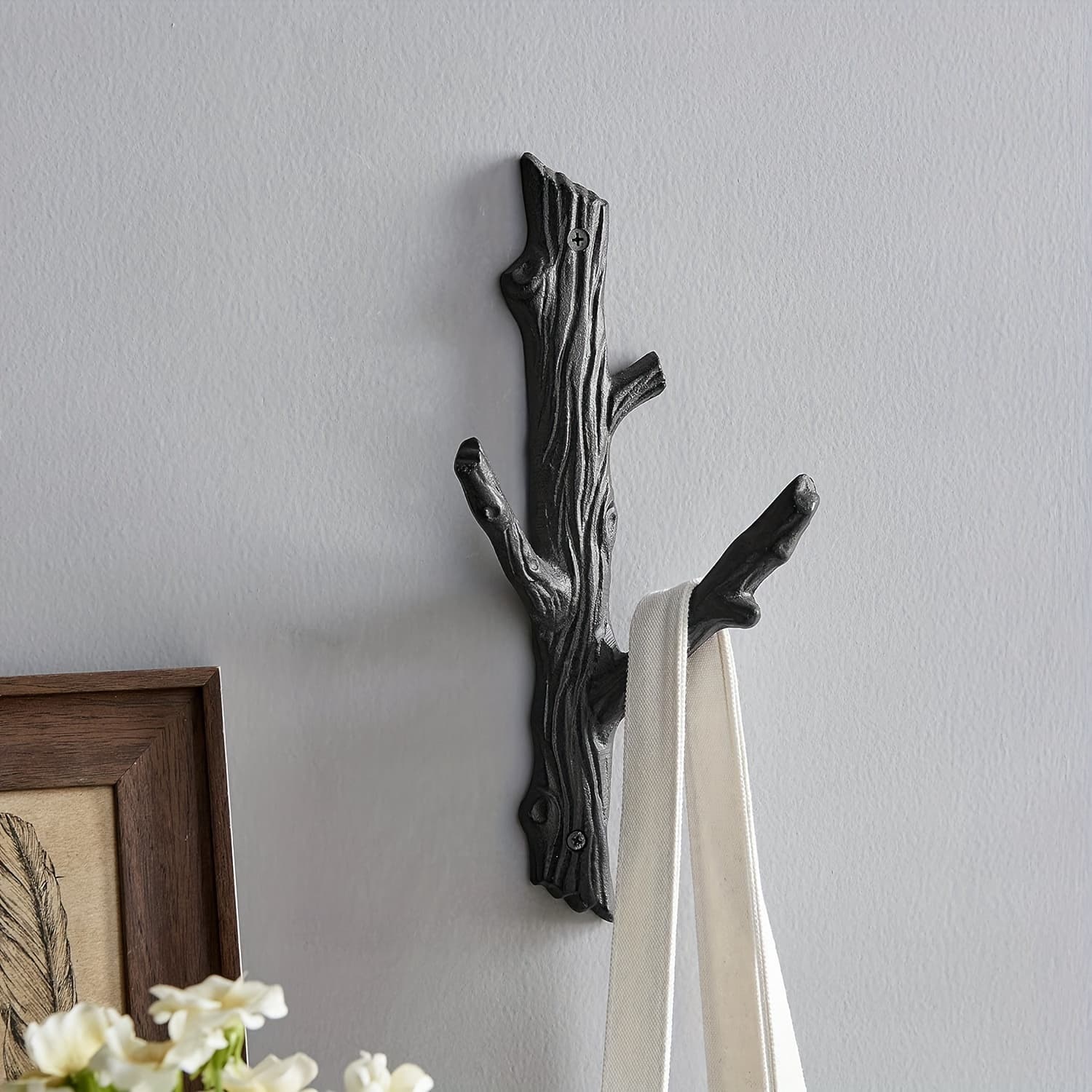 TEMU Rustic Cast Branch Wall Hook - Waterproof & Rust-resistant, Towels, Keys & More - Ideal For Bathroom, Living Room, Bedroom Decor