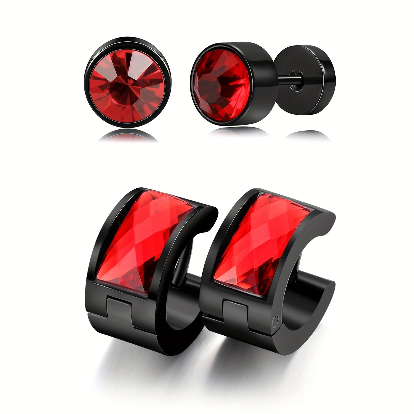 TEMU 4pcs Simple And Stylish 304l Stainless Steel Earring Set, Suitable For Men And Women, Suitable For Daily Or Party Wear, As A Gift
