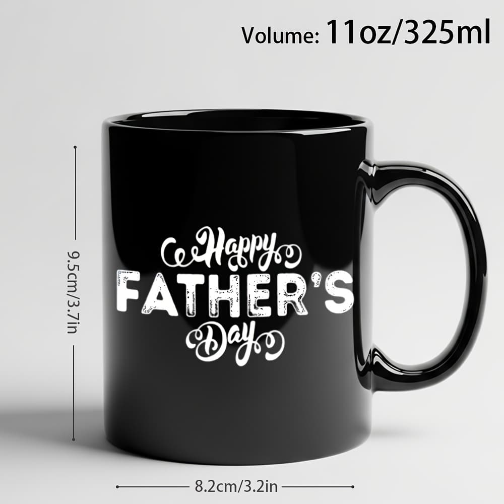 TEMU 1pc Happy Father's Day Coffee Mug, Gift For Cup, Black Ceramic Cup For Father's Day Celebration, Ideal Present For Dad On Father's Day