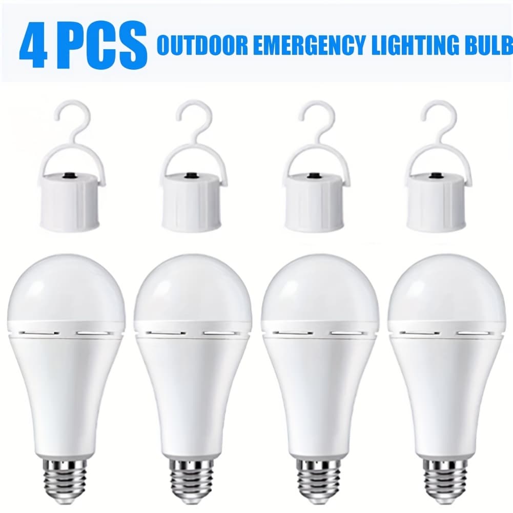 TEMU 4/8/12/16pcs 20w Led Rechargeable Light Bulbs Emergency Light 2000 With Equivalent Led Bulbs Rechargeable Battery Backup Soft White E27 Base Portable Power Light Bulbs And Indoor Universal