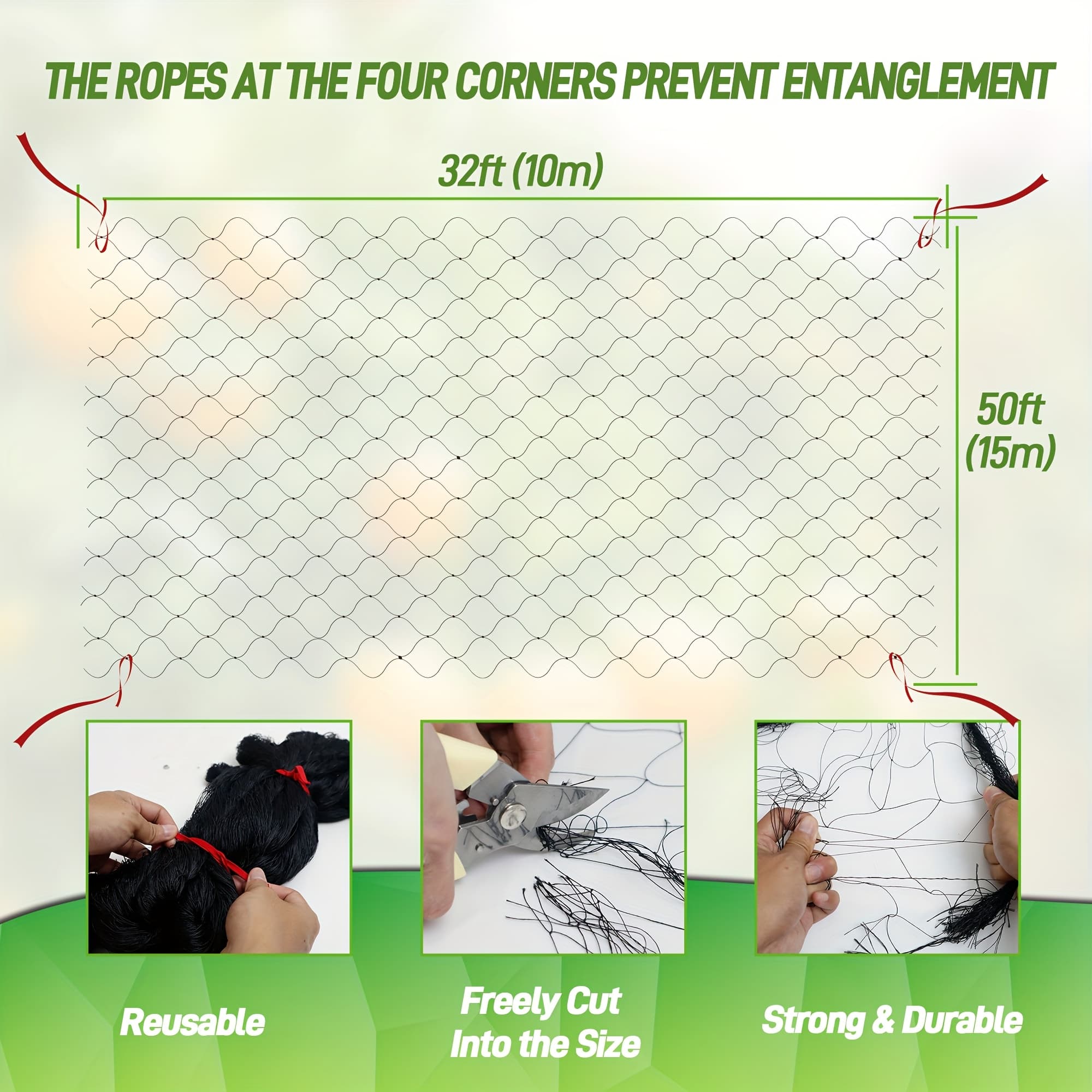 TEMU 32ft X 50ft Bird Net, Garden Net, Poultry Net To Protect Plants, Fruit Trees, Vegetables From Birds, Deer, And Animals