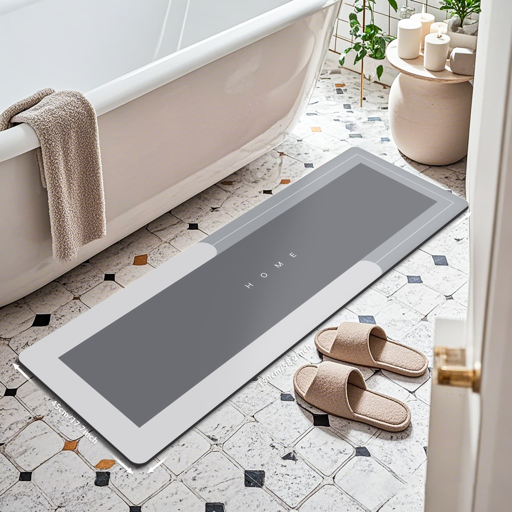 TEMU 1pc Super Absorbent Diatomaceous Earth Bathroom Mats - Quick-drying, Non-slip Floor Mats, Mats, Ideal For Bathroom, Carpets, And Bathroom Door Mats, Water Absorption
