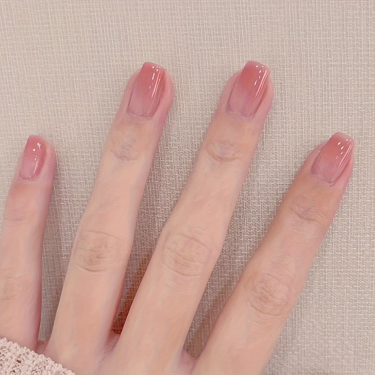 TEMU Short Press-on Nails - Glossy Pink Gradient Reusable Fake Nails For , Easy To Apply & Remove, Versatile For Everyday Or Special Occasions, Cute Short Nails, Manicure Replacement