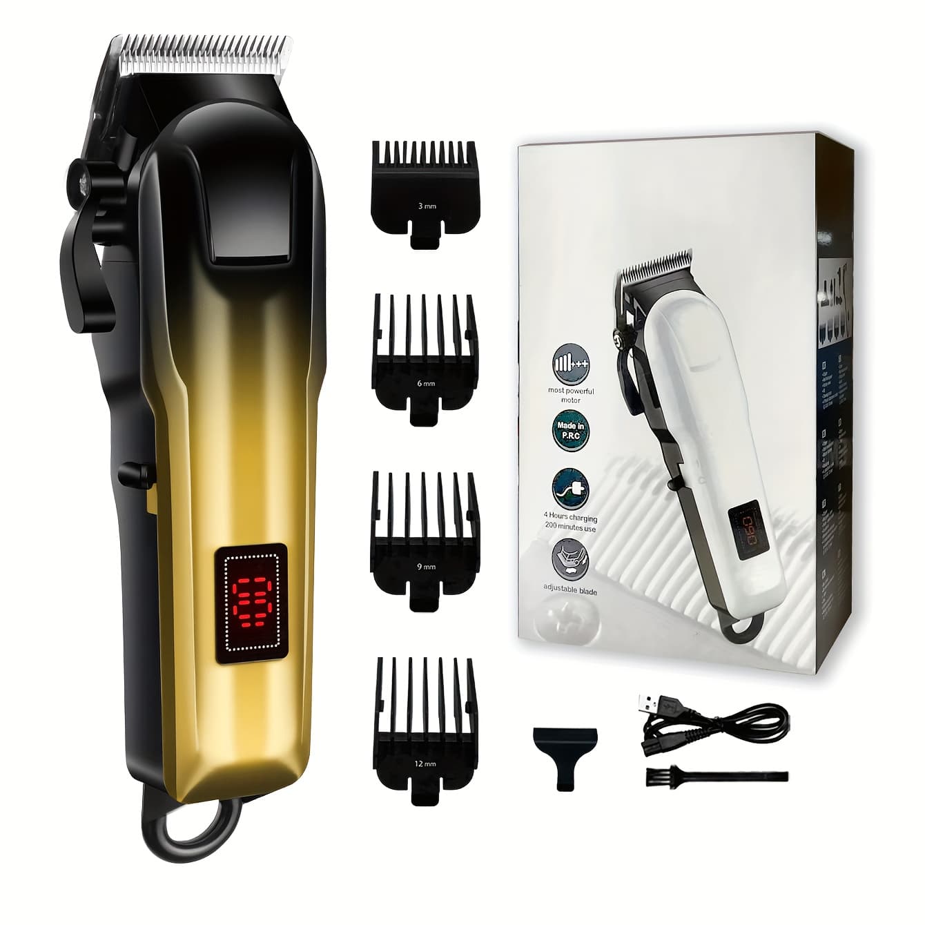 TEMU Kikido And Personal Care/hair Care/hair Cutting Tools/hair Clippers And Additions/electric Hair Clippers, Home Haircuts, Sets, Gifts, Hair Salon, Grooming, Beards, Golden Gradient, Festival Gifts