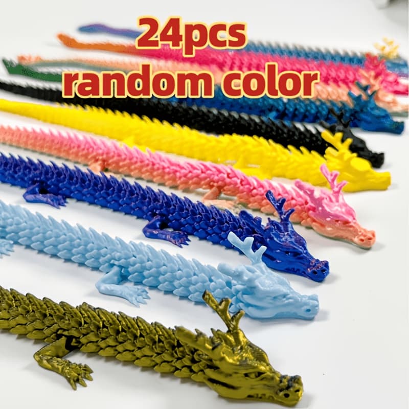 TEMU 24pcs Dragon Figurines, 3d Printed, Cool Designs, Suitable For Dragon Enthusiasts To Collect, Holiday Gifts, Party Gifts, Gifts For , Home Decoration, Office Desk Decoration, Colors Random