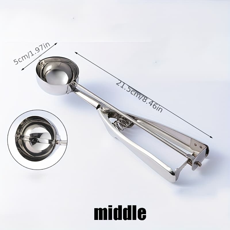 TEMU 1pc Ice Cream Scoop, Stainless Steel Scoop, Baking Cookie Scoop, Stainless Steel Ice Cream Scoop With Trigger Release, Suitable For And Serving Ice Cream, Large/medium/small For Baking