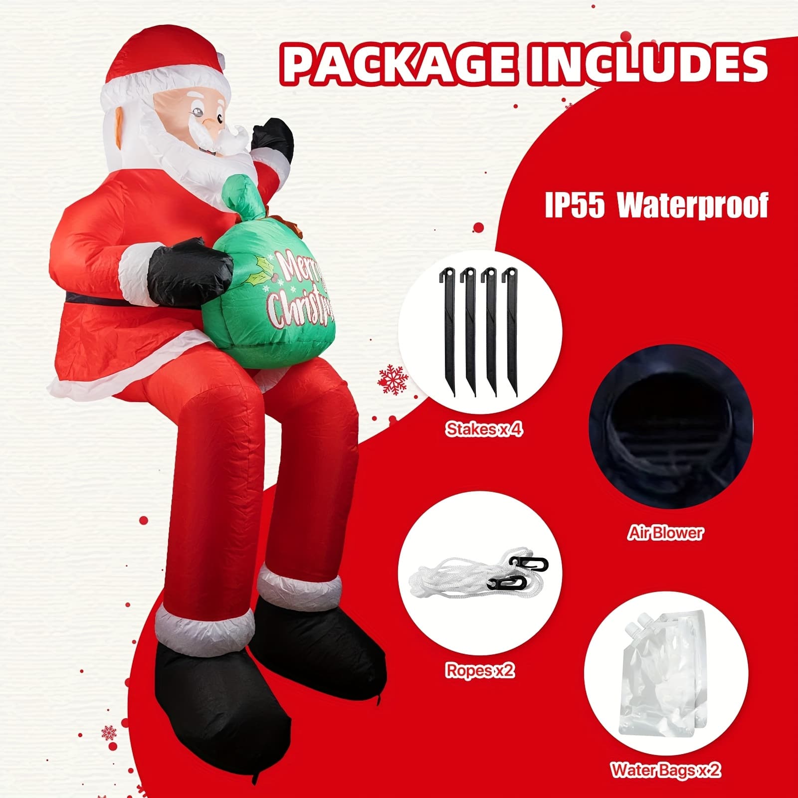 TEMU 6ft Christmas Inflatable Santa Claus Outdoor Decoration Led Light Up Xmas Yard