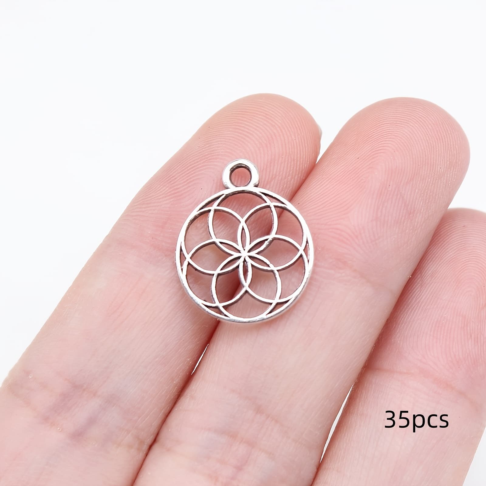 TEMU 35pcs Exquisite Hollow-out Flower Charm Pendants, Bohemian Style Jewelry Accessories, Handmade Making Supplies For Bracelets, Necklaces, And Earrings