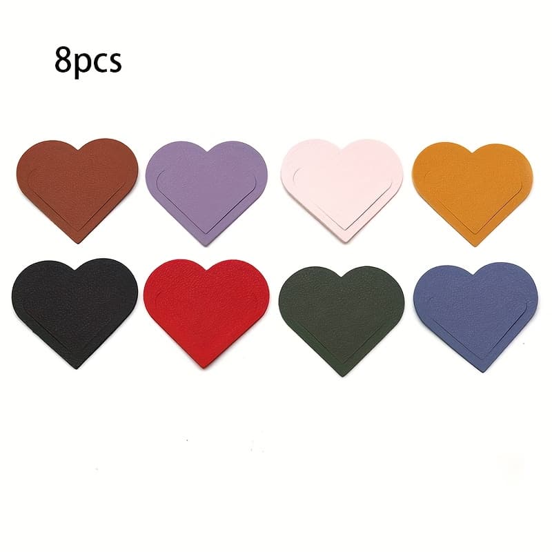 TEMU 8pcs Heart-shaped Pu Leather Bookmarks - Colorful Mini Book Page Protectors With Lettering, Durable & Stylish For Students, Office, Reading Accessories, Bookmarks For Reading