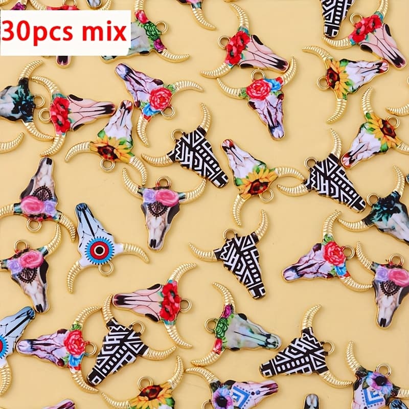 TEMU 30pcs Mixed 21*22mm Vintage Flower Shape Oil Alloy Pendant Diy Necklace Bracelet Decorative Pendant, Suitable For Jewelry Production, Handmade Art Parts Materials