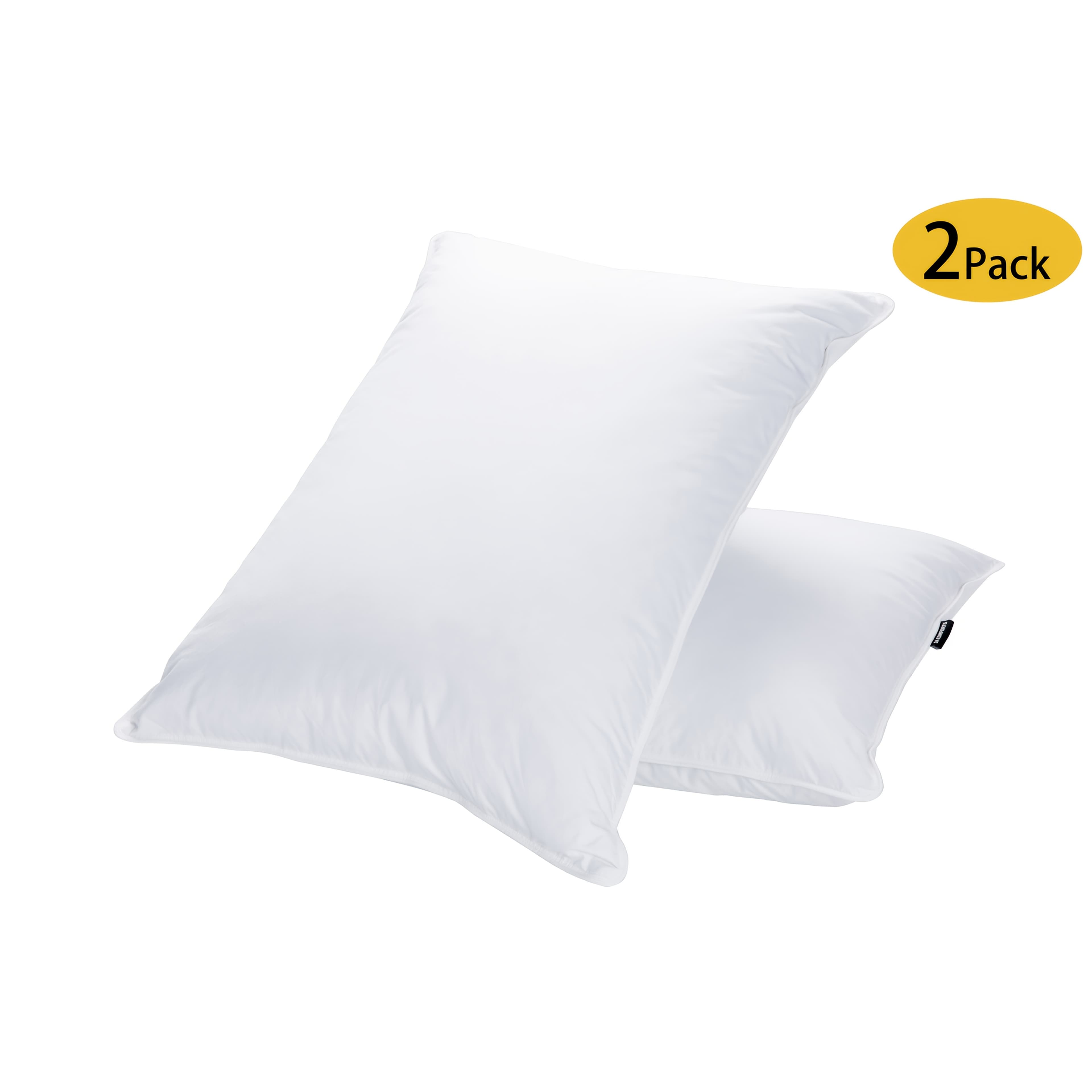 TEMU Natural Goose Feather Pillow With Double-layer Cotton Anti-feather Fabric - Breathable Supportive Hotel Pillow For Side/back/stomach Sleepers (2-pack)