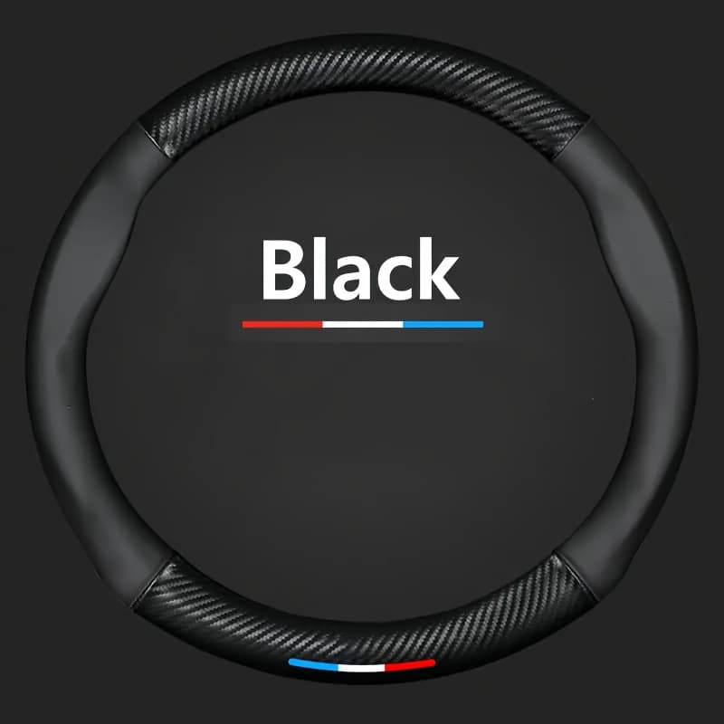 TEMU 15" Carbon Fiber Steering Wheel Cover - Breathable Microfiber Pu Leather With , Sporty Car Interior Upgrade For Grip & Style