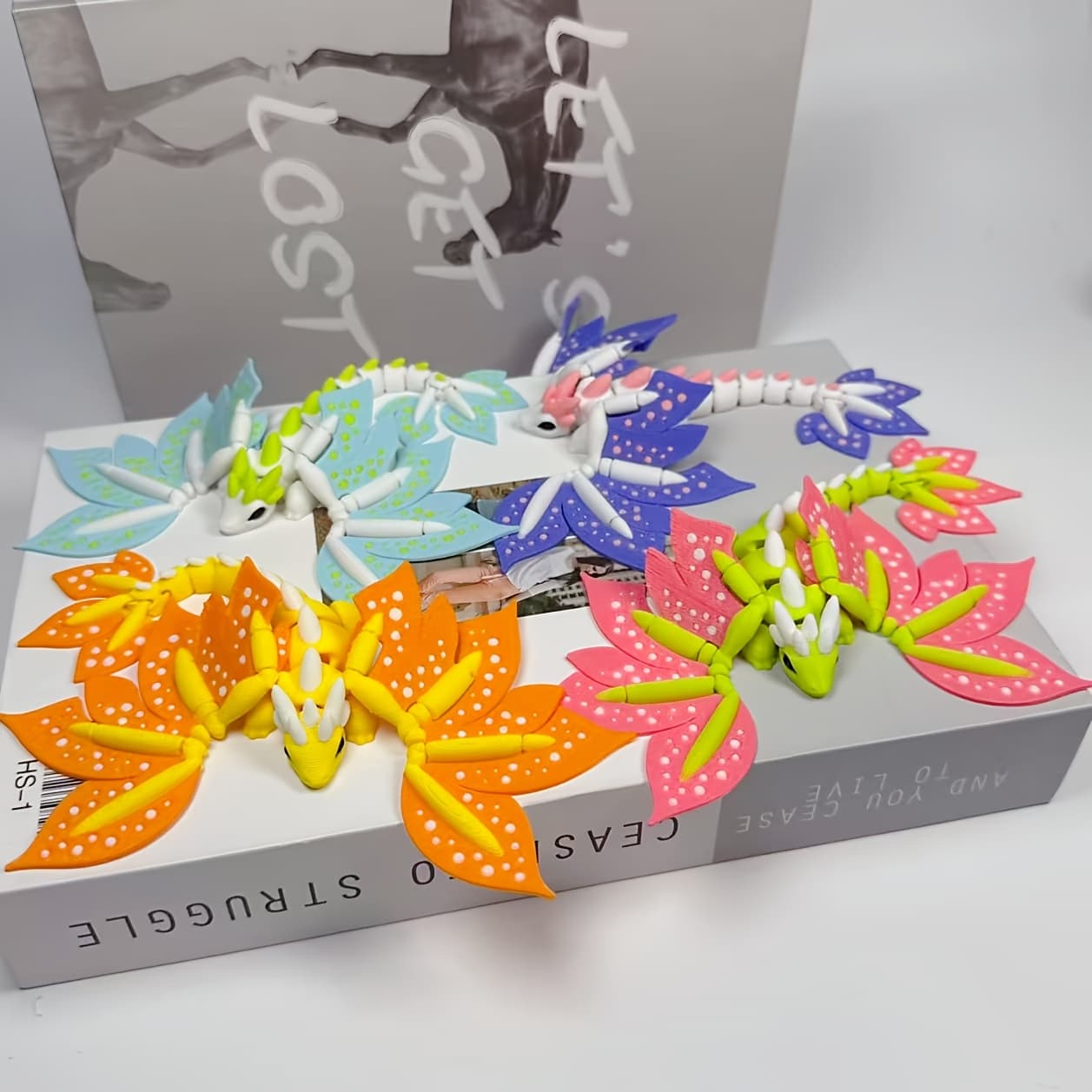 TEMU Set Of 4 Vibrant Large Sculptures Featuring Petal-shaped Tails, Measuring 6.69 Inches In Length And 6.1 Inches In Width. Tall, Creative, And Durable 3d Make Gifts For Birthdays And Holidays