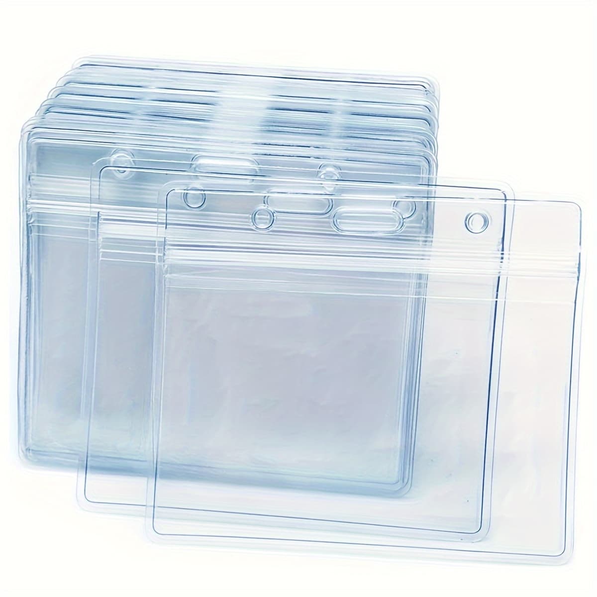 TEMU 2d 20pcs Transparent Horizontal Badge Card Holder, High-quality Id Badge, Sealed, High-quality