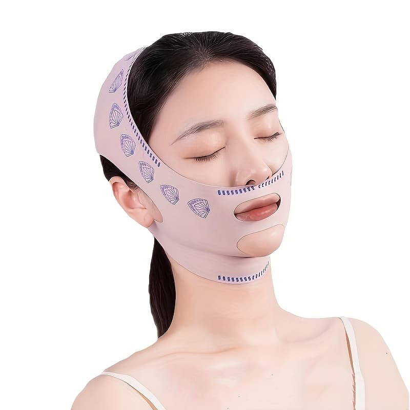 TEMU Breathable Face Shaping Bandage - Comfortable, Reusable Chin Lift & Facial Strap For All