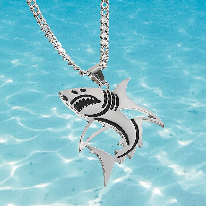 TEMU A Trendy And Unique Unisex Shark-shaped Pendant Necklace, Streetwear For Men And Women