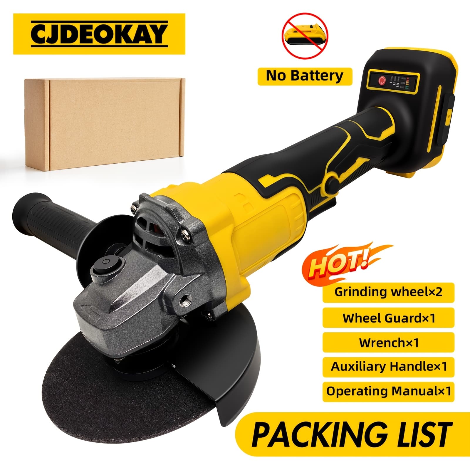 TEMU Cordless Angle Grinder Compatible With 20v Battery, Grinder Power Tool With Brushless Motor, 125 Mm Disc, 4 Variable Grinder Sander For Griding, Polishing, Tool Only No Battery