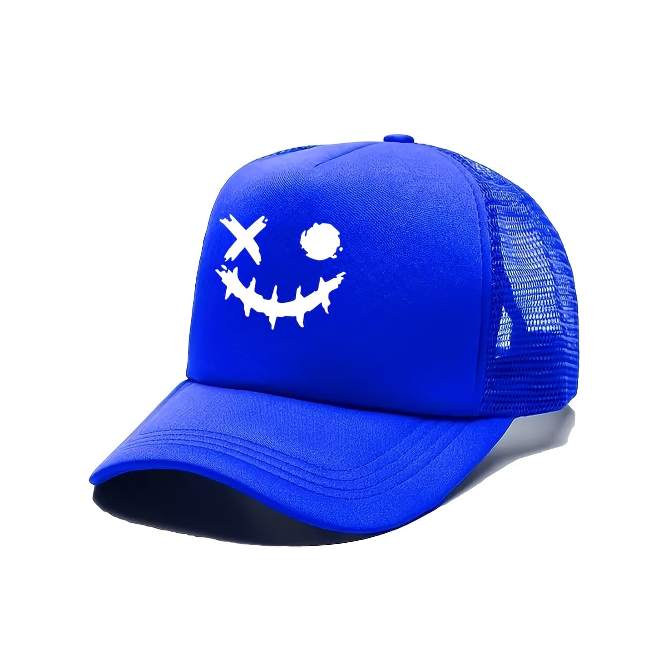 TEMU 1pc Smile Face Printing Adult Sponge Baseball Daily Activities Outdoor Activities For Men And Women Adjustable Breathable Casual Curved Brim