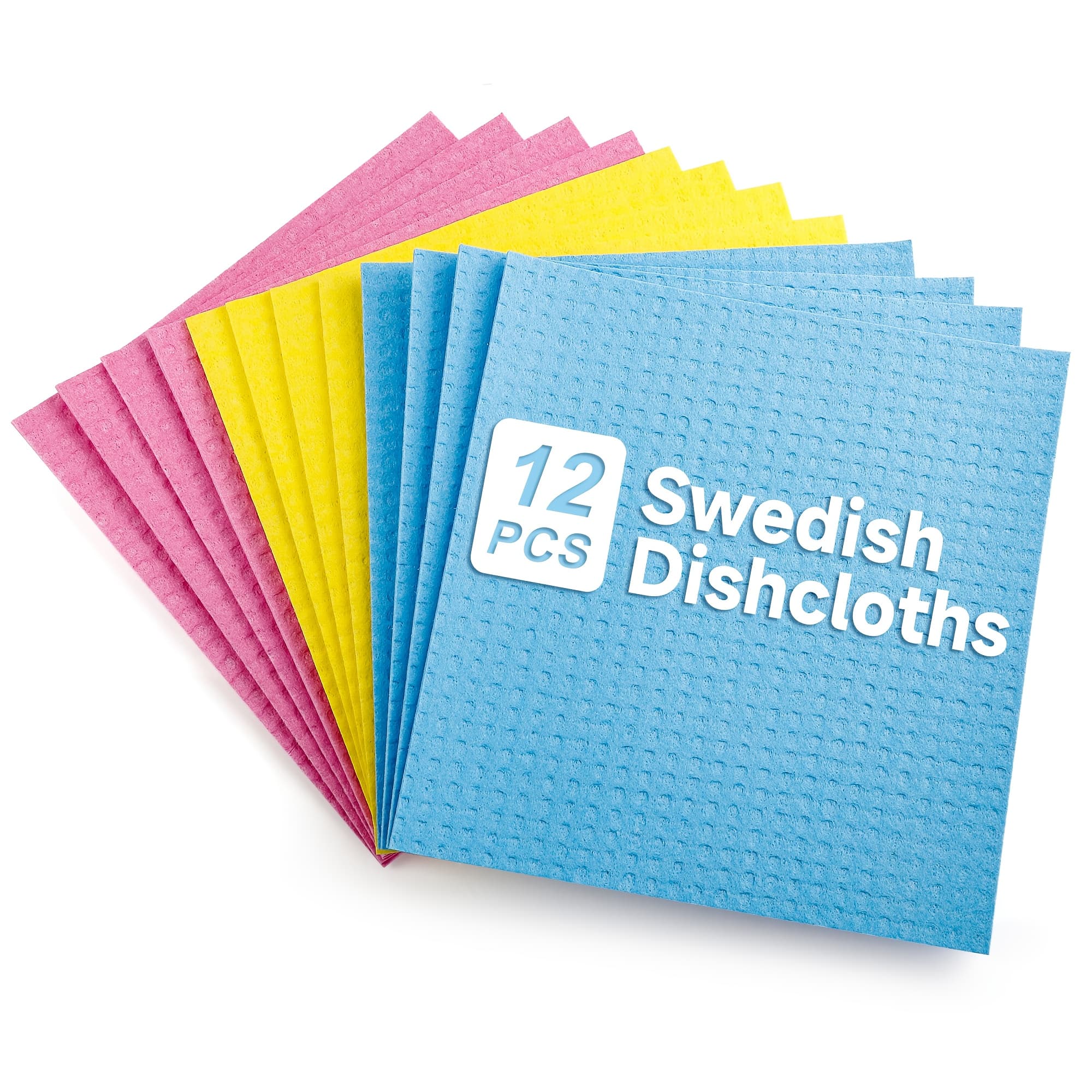 TEMU Swedish Dishcloths For Kitchen 12 Pack, Sponge Dish Cloth For Counters & Washing Dishes, Reusable And Absorbent Paper Towels, 3 Colors Assorted