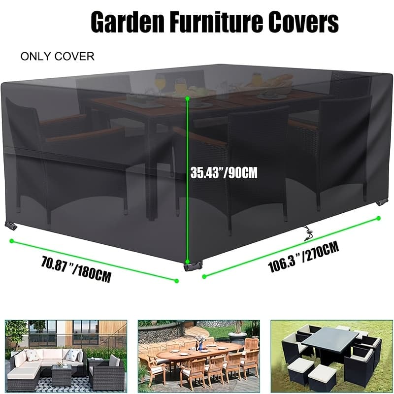 TEMU 1 Outdoor Terrace Furniture Protective Cover, Rectangular Terrace Table And Chair Sofa Cover, Oxford Anti-tear Material, With Drawstring Closure And Fastening.