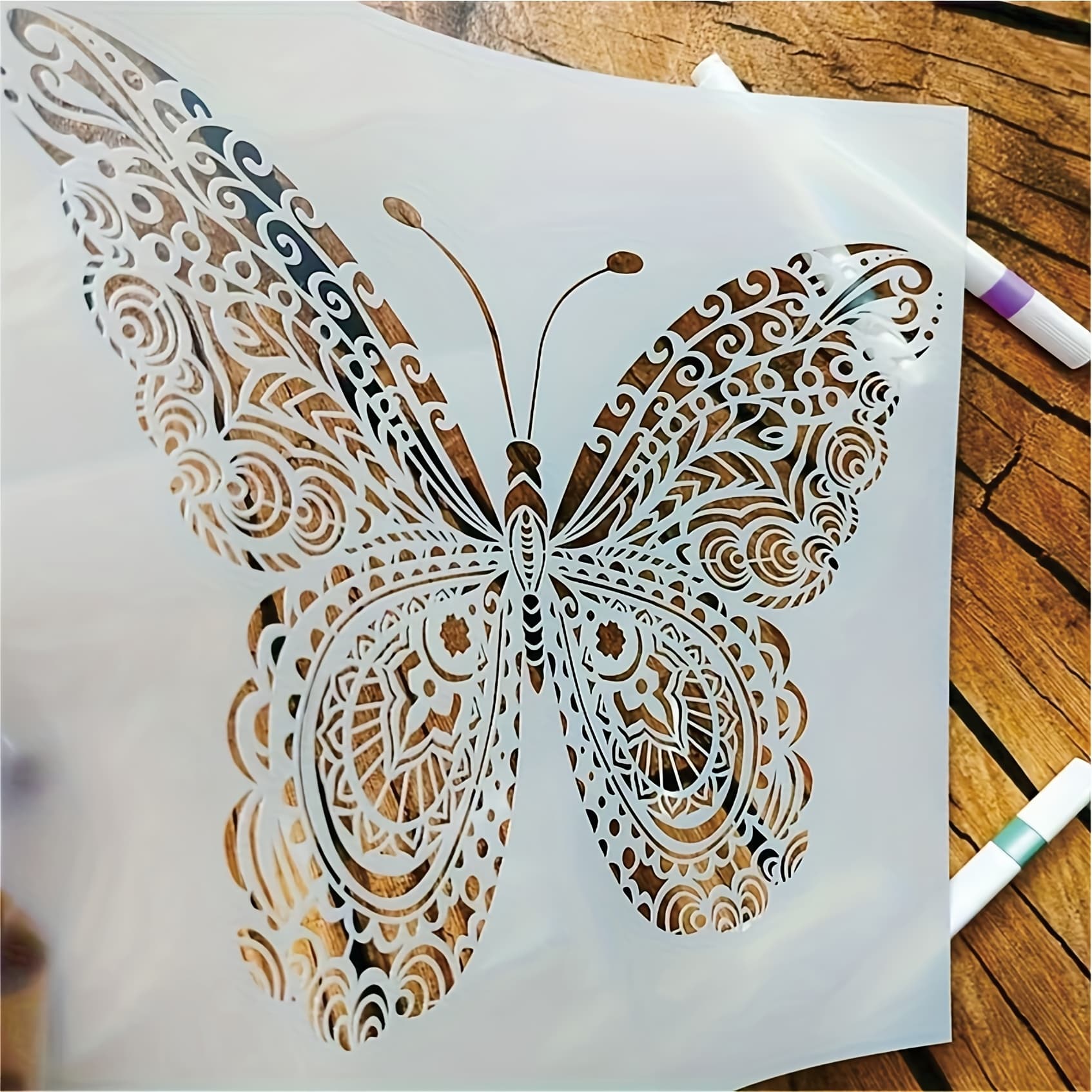 TEMU 1 Art Reusable Plastic Stencil, Suitable For Scrapbooking, Fabric, Tiles, Flooring, Furniture And Wood Crafts
