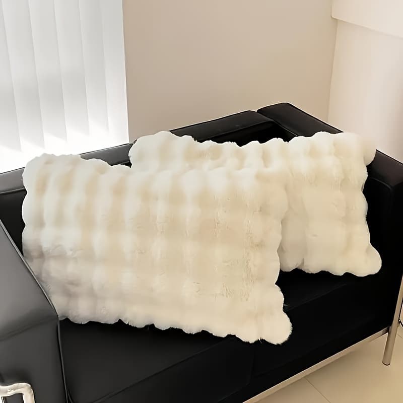 TEMU 2pcs, Faux Fur Throw Pillow Covers, Comfortable Polyester Fabric Pillow Cases, Zipper Closure, Ideal For Sofa Bedroom Decoration And Office Decor (inserts Not Included)