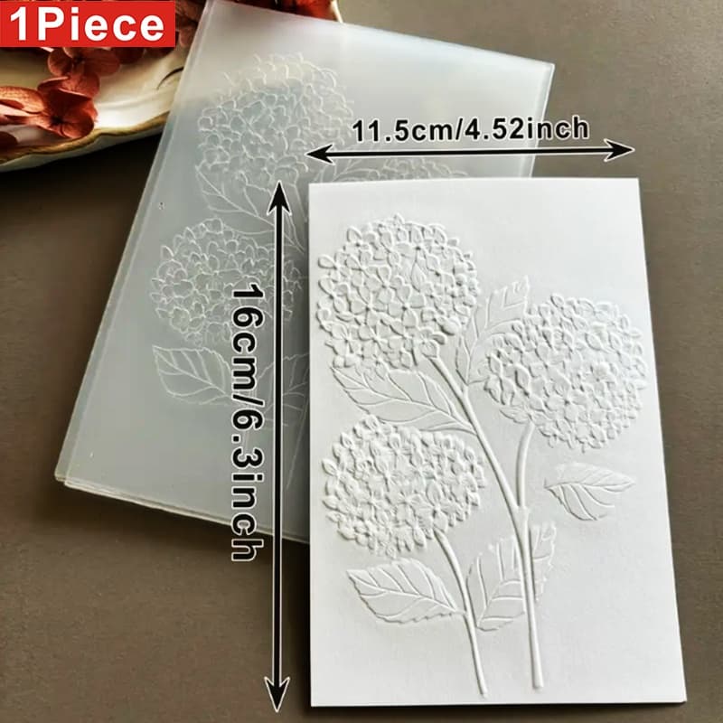 TEMU New 3d Embossed Folder - "hydrangea", Part Of The Series, Themed Around Festive Elements Made Of Plastic Material - Suitable For Crafts And Collages - Embossing Template For Paper Art And