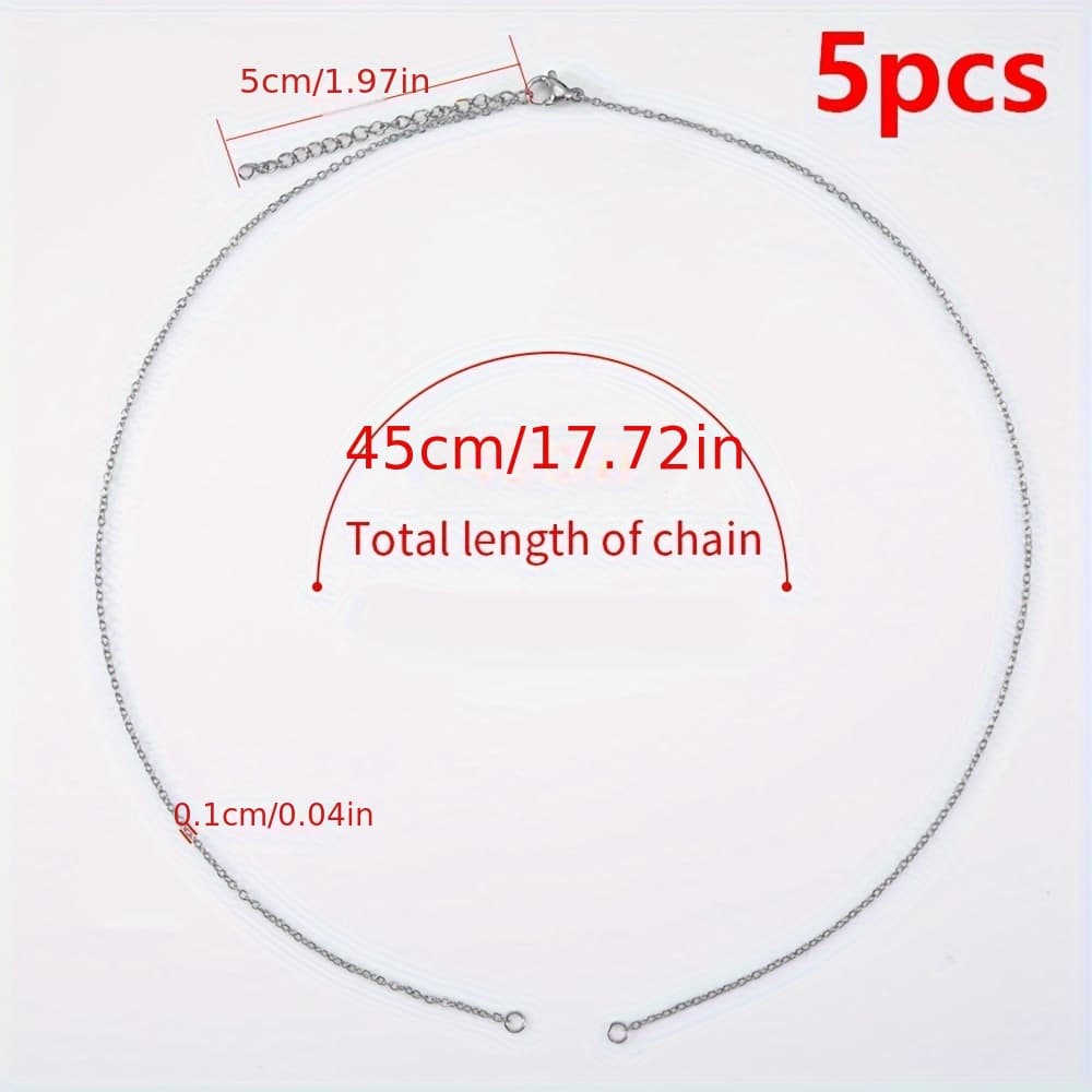 TEMU 5pcs 45+5cm Stainless Steel Rings Adjustable Cuba Necklace Chain Jewelry Making Diy Charms Pendants Chains