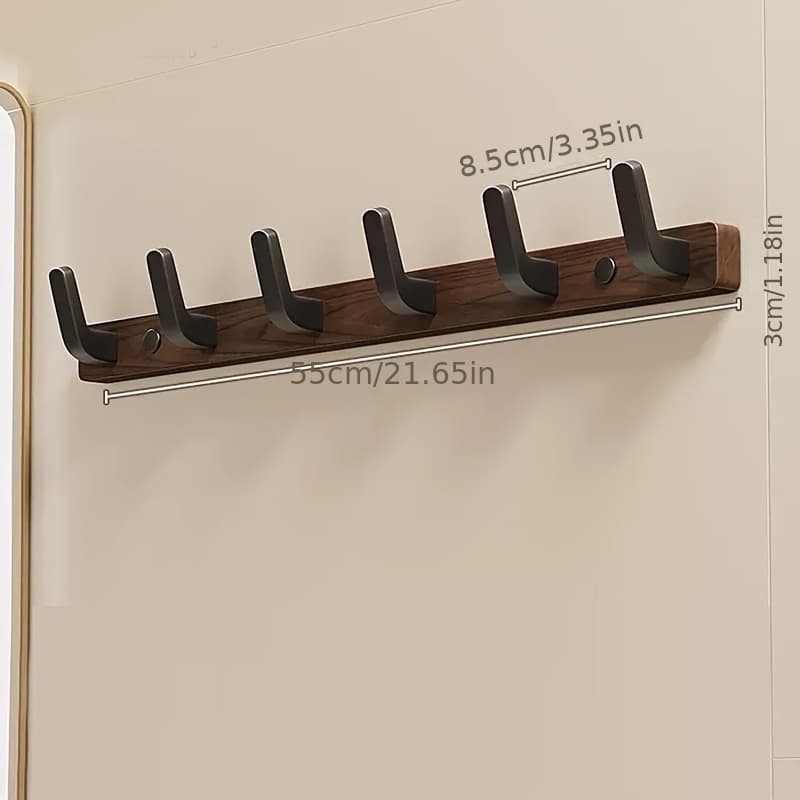 TEMU Stylish Wooden Wall Hooks With Black - Hanging Headphones, Bags, And Coats - Ideal For Bedroom, Bathroom, Or Entryway Organization, Minimalist Wall Hook Durable Wooden Hooks