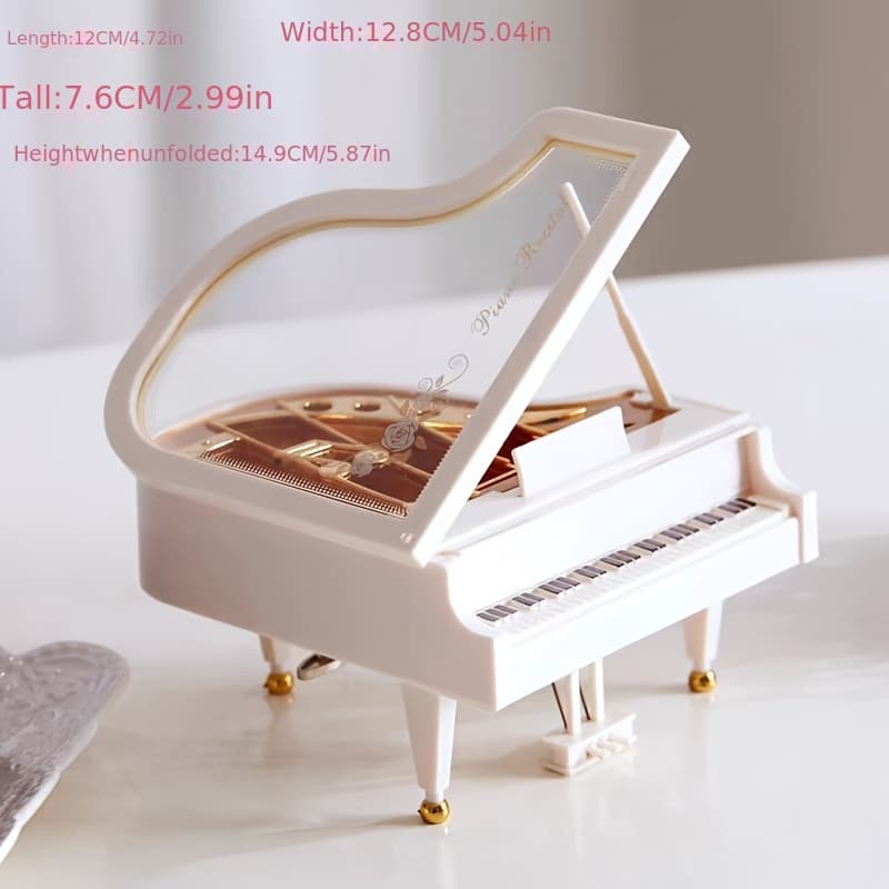 TEMU Piano Music Box, Clock Music Box, Valentine's Day Gift, Creative Birthday Gift, Home Desktop Cabinet Decoration