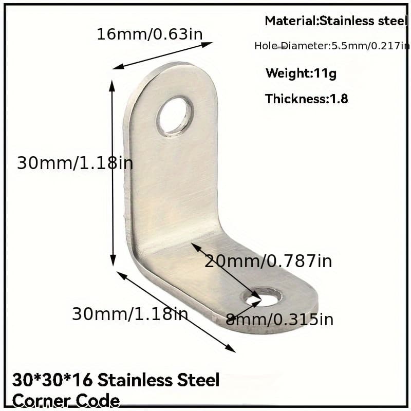 TEMU Set Of 50 Corner Brackets - Rust-resistant 90° Right-angle Connectors For Furniture - Sturdy Stainless Steel Offset Brackets For Secure Fastening - Versatile Corner Code Kit