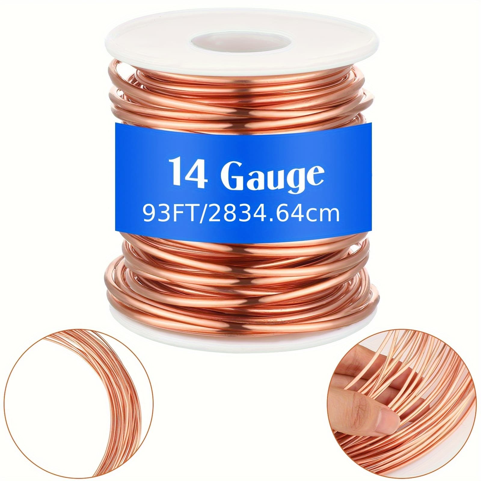 TEMU Copper Wire For Electroculture, Gardening Plants, Jewelry Making Diy Beading Craft Solid Copper Wire, 1 Pound Spool (14 Gauge, 0.060'' Dia, 93' Length)