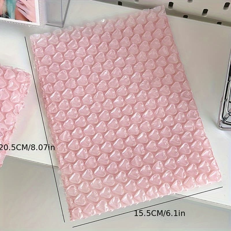 TEMU 10pcs, Large/small Size, Pink/rose Red Heart-shaped Mailers, Envelope Card Gift Shockproof Packaging Bags