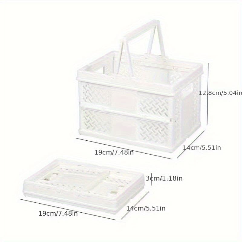 TEMU Plastic Foldable Desktop Basket With Handle, Desk & Drawer Organizer For Home Storage