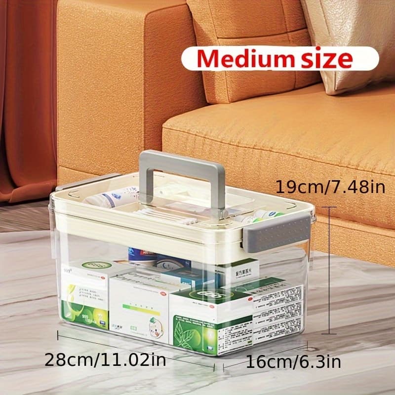 TEMU 1pc Drug Storage Box With Handle, Large Capacity Plastic Medicine Box, Portable Miscellaneous Storage Box, Used In Bedroom, Bathroom, Office, Desk Storage Box And