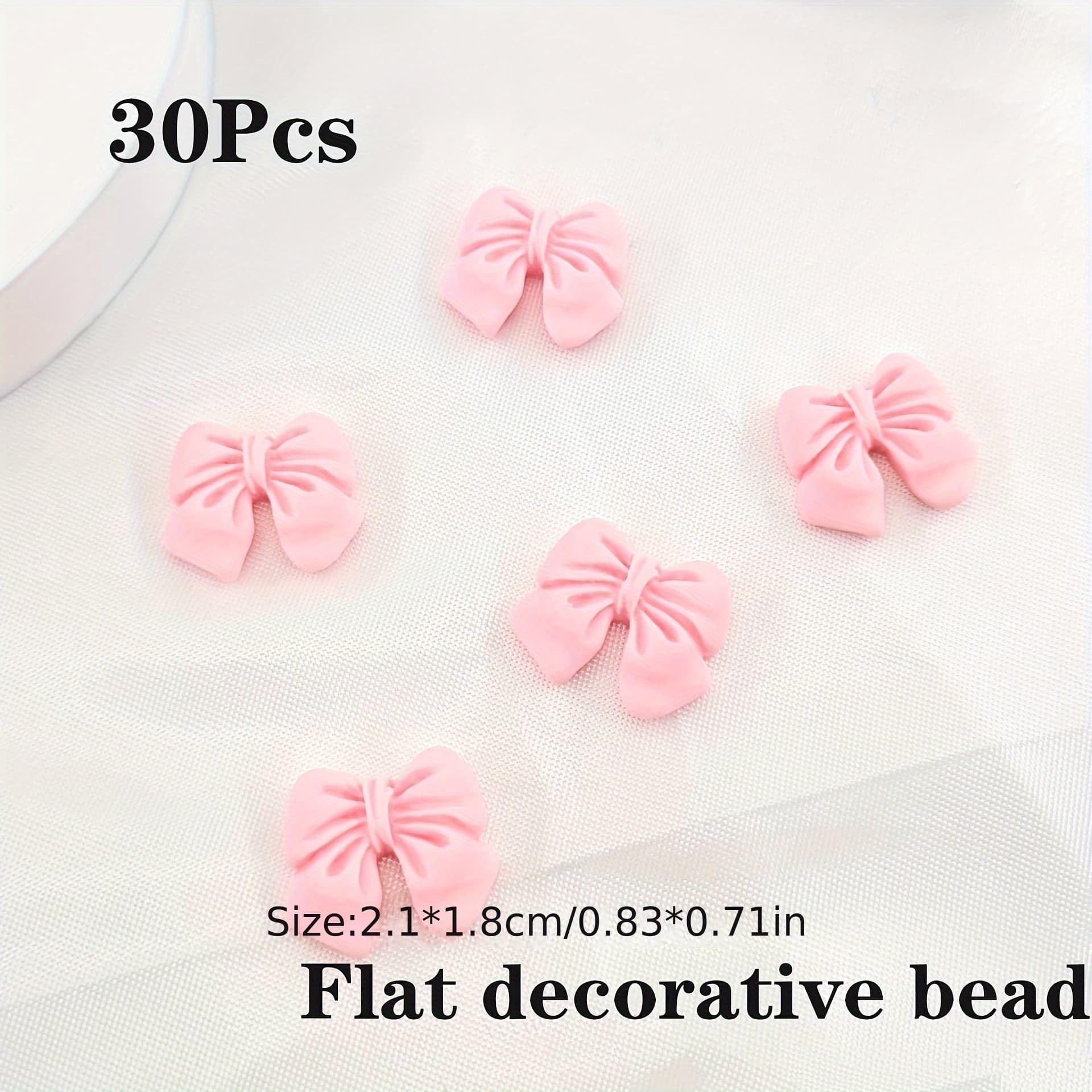 TEMU 30pcs Pink Bow Decorative Beads Suitable For Making For Phone Cases, Nail Pendants, Hair Clips, Clothing Accessories