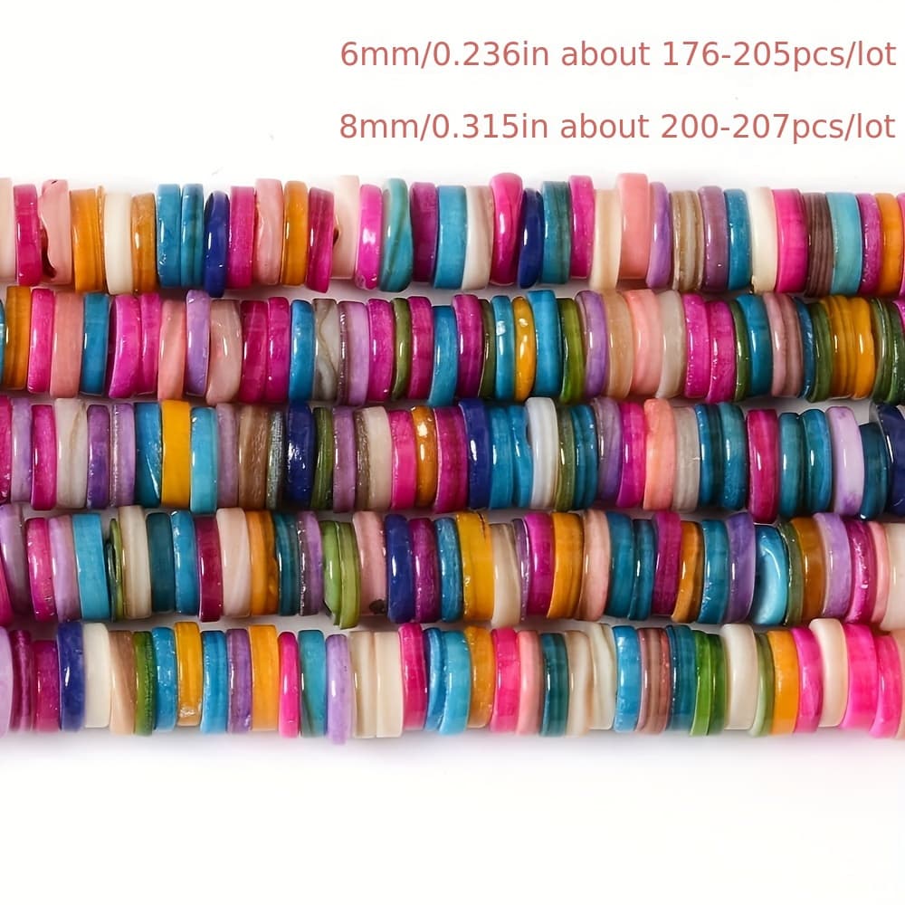 TEMU 2d Flat - 6mm 176-207pcs/lot Freshwater Natural Shell Beads Flat Round Shell Chip For Jewelry Making Necklace Bracelet