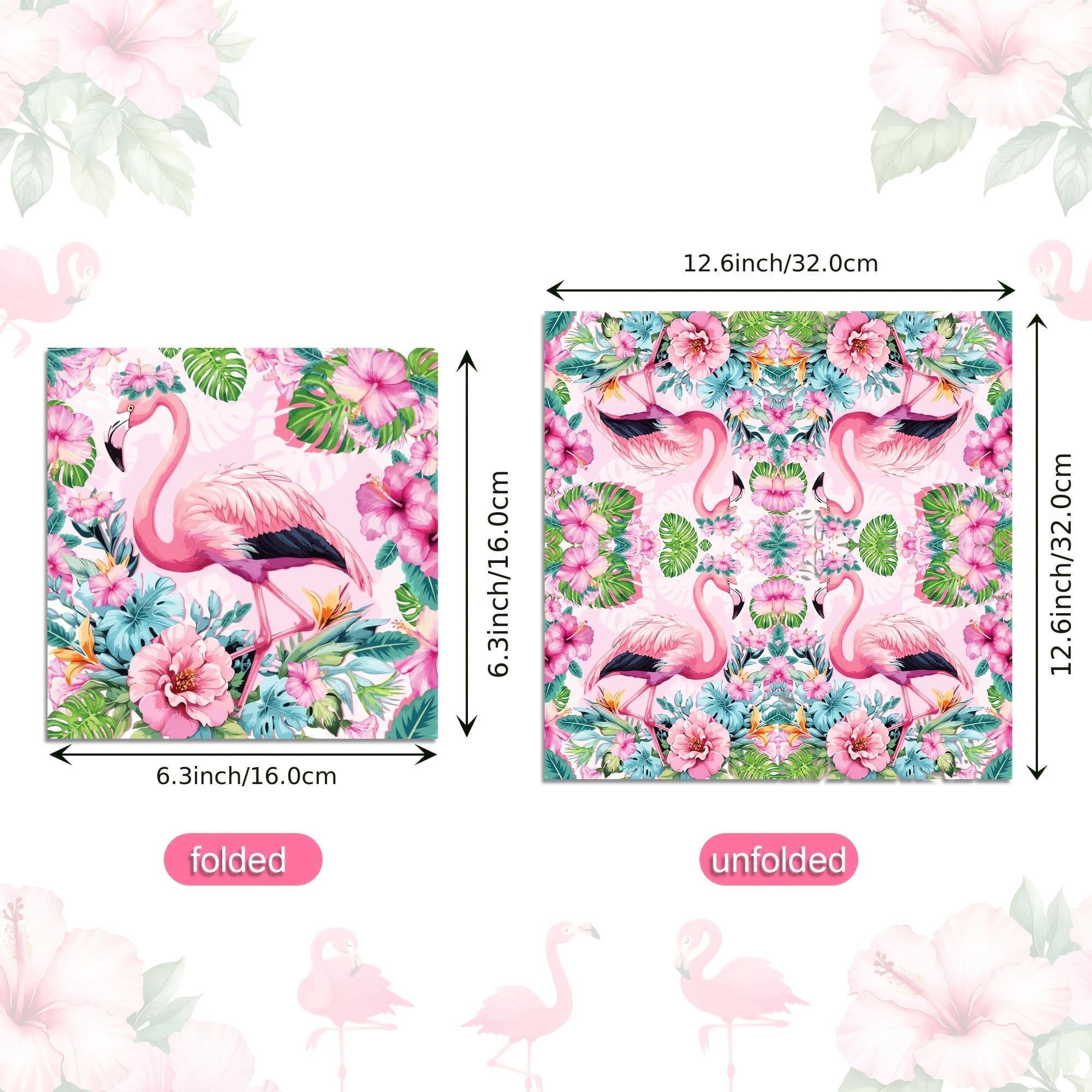 TEMU 20pcs Vibrant Flamingo & Tropical Floral Disposable Paper Napkins, 2-ply For Extra Durability - Weddings, Birthdays & Celebrations, Flamingo Gifts For Halloween,christmas Event & Party Supplies