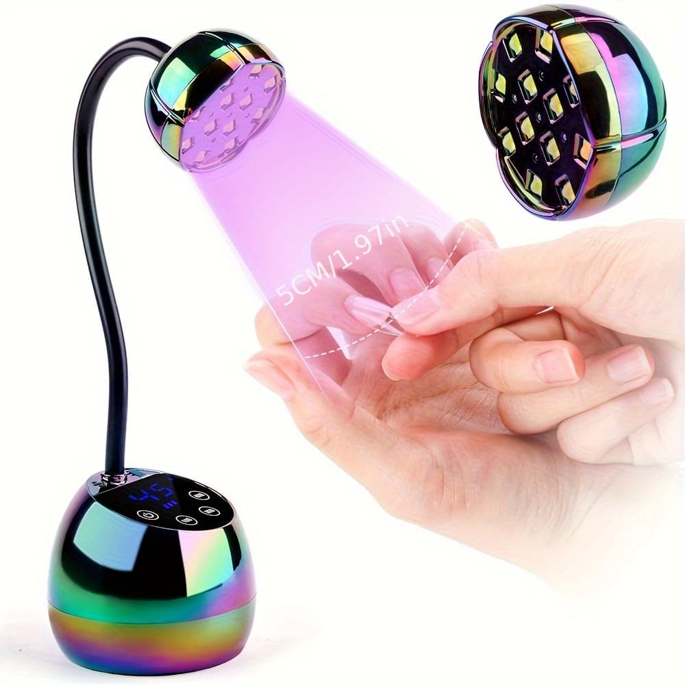 TEMU Portable Cordless Led Nail Lamp With Lcd Display & Gooseneck - Usb- Gel Polish Dryer Suitable For Home Diy, Flash For Gel/x Nail, 4 Timers, For Light For Nail Care Device