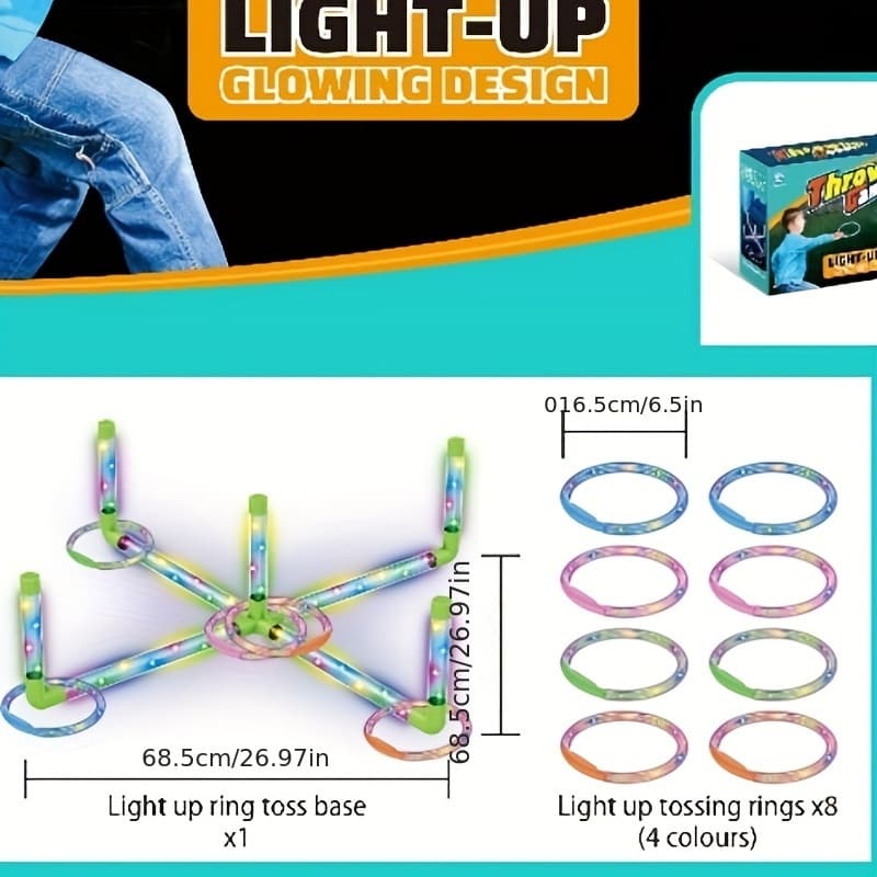 TEMU For Kids, Glow Ring Toss Led Ring Toss Outdoor Game Lawn Games For Family And Parties, Indoor And Outdoor Educational Puzzle, Fun Competition For Kindergarten Children