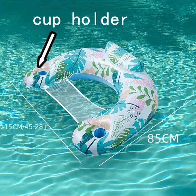 TEMU Pool Floats For Adults With Cup Holders 1/3 Pack - Heavy Duty Inflatable Pool Lounge Chair, Floating Raft With Free Bag & Headrest For Swimming Pool, Lake, Beach Summer Party & Vacation