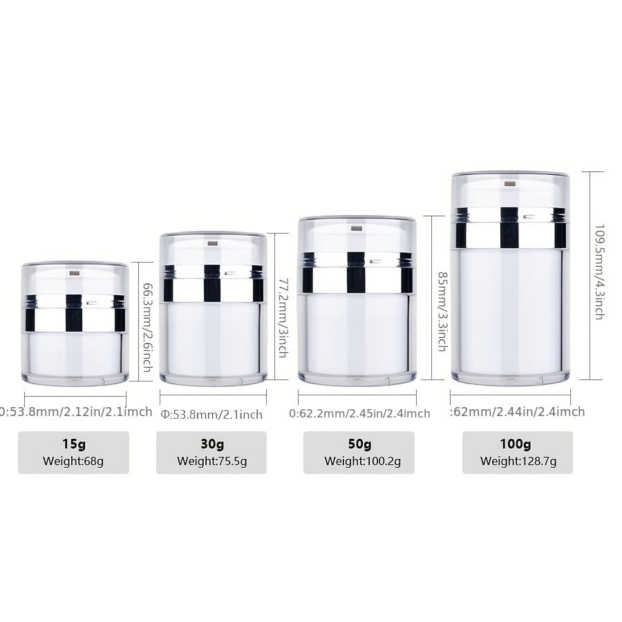 TEMU 1pc Cream Jar Vacuum Bottle, Airless Pump Jar Bottle Travel Containers For Lotions And Creams Leak Proof Empty Refillable Cosmetic Jar Container With Pump - 15ml/30ml/50ml/100ml