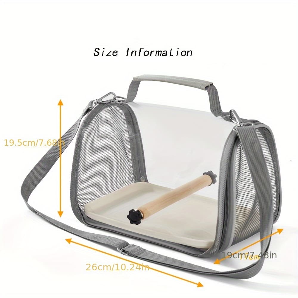 TEMU Breathable Transparent Bird Carrier - Versatile Crossbody & Handheld Pet Bag For Parrots, Pigeons, , Hamsters, Lizards - Durable Pvc With Zip Closure