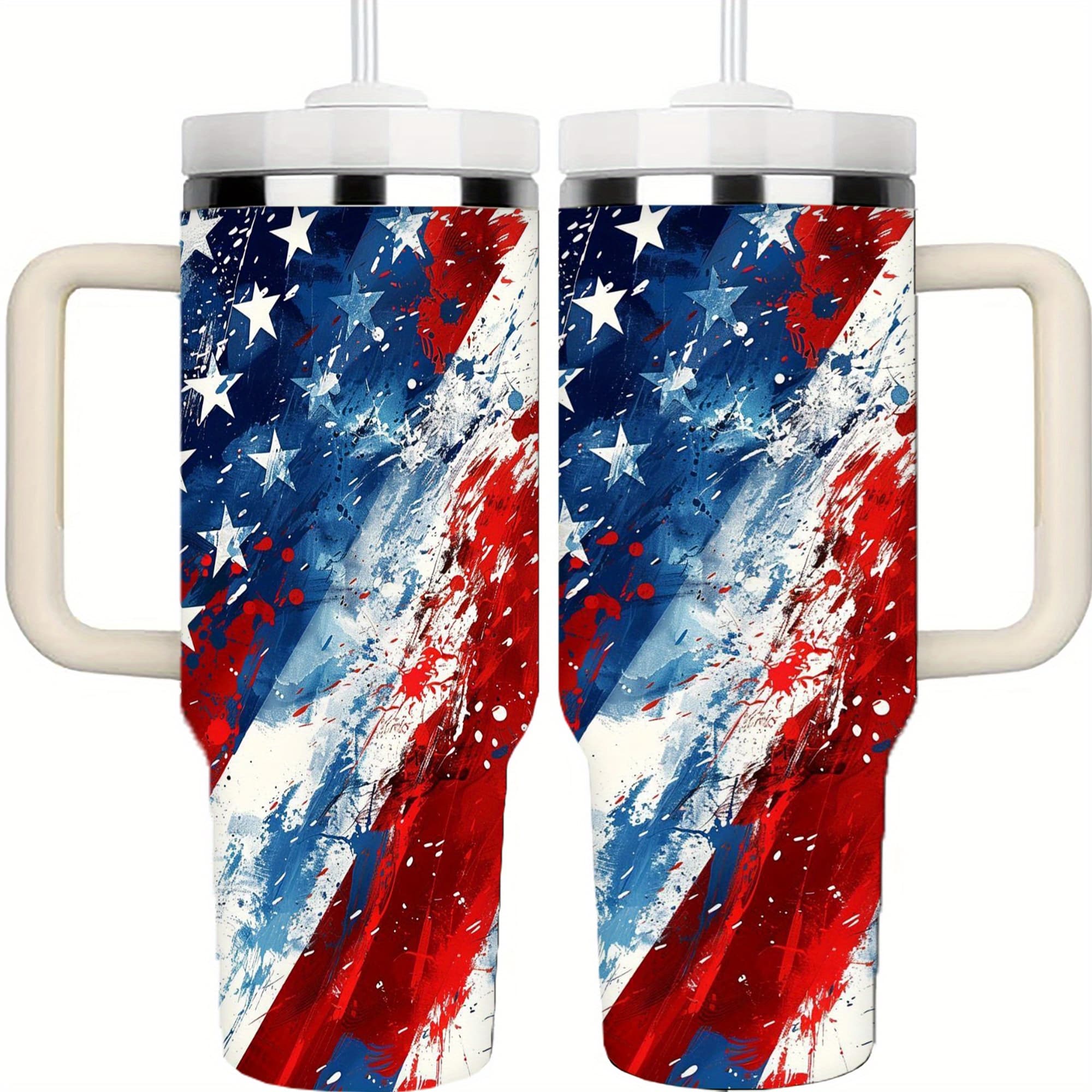 TEMU 40oztumbler With Lid-insulated Cup-travel Coffee Mug - Ideal For Lovers, Featuring Helmet & Logo On Striped Art, Great For Father's Day