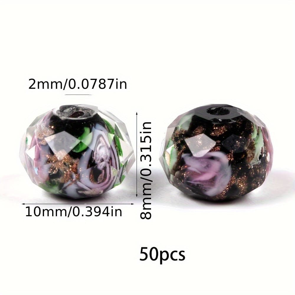 TEMU 50pcs Of 8-10mm Lamp Beads, Hand-made Round Loose Beads, Used For Rosary Making Jewelry Craft To Make 2mm Holes-black