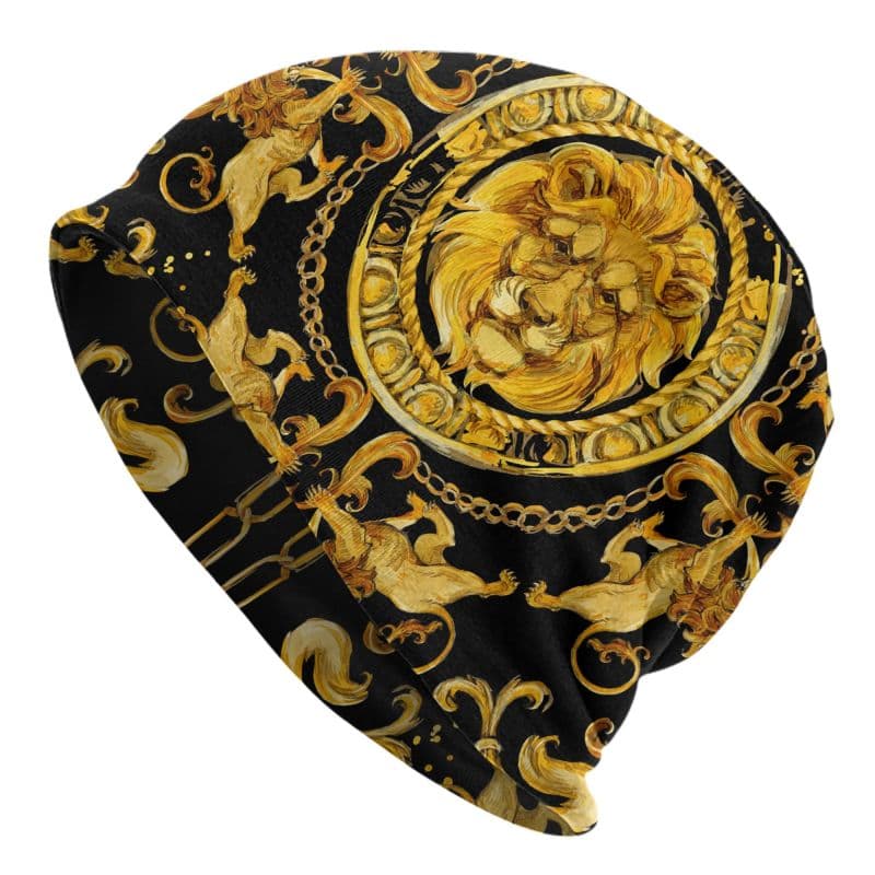 TEMU Baroque Pattern Beanie Hat Warm Bonnet Adults Knitted Hat Headwear Vintage Street Skullies Beanies For Women Men
