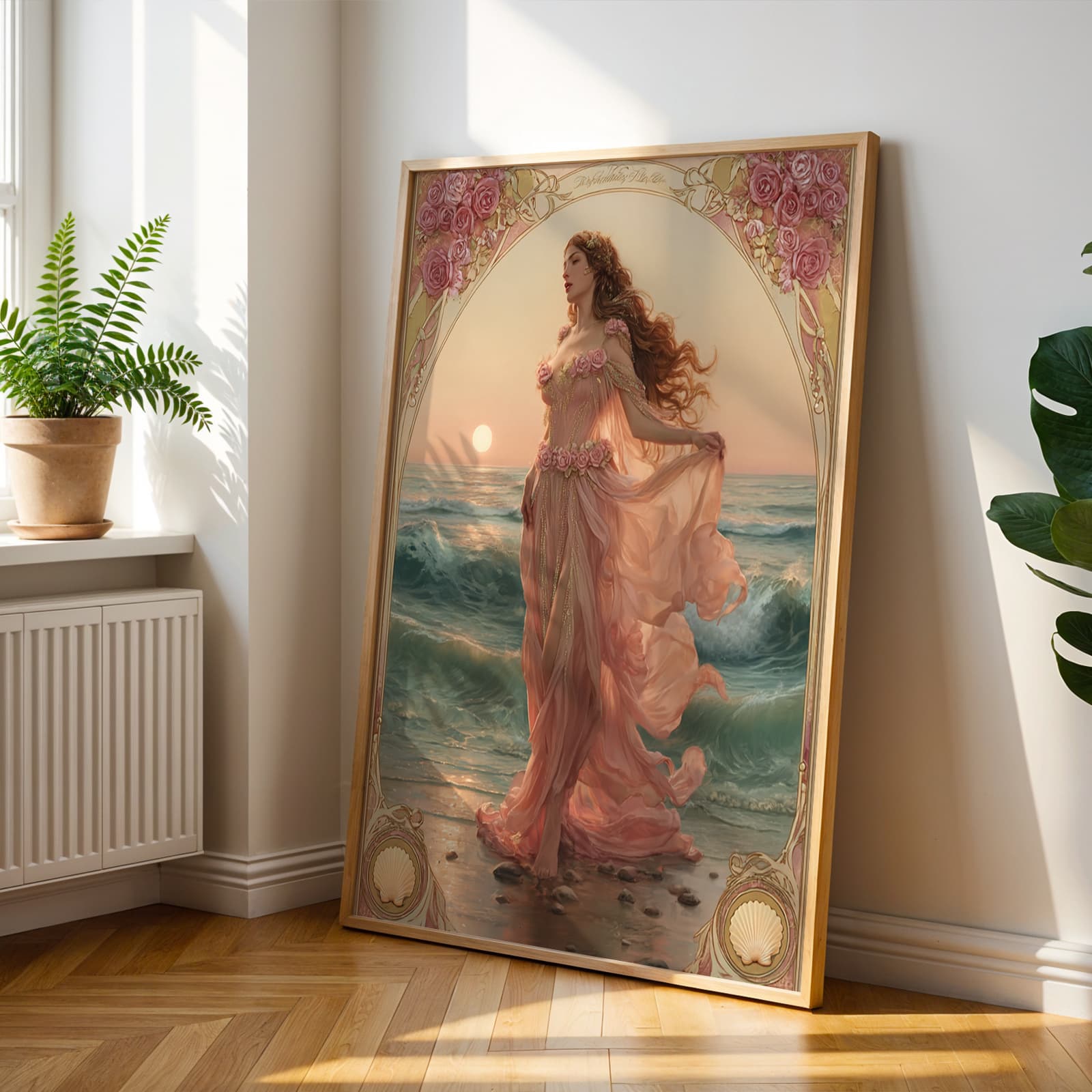 TEMU 1pc Greek & Print - Pink Goddess Frameless Matte Canvas Painting Suitable For Bedroom, Living Room Aesthetic - Greek Mythology Wall Decor, Housewarming Gift, Elegant Poster