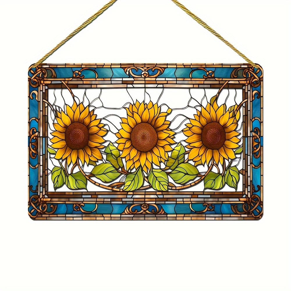 TEMU 2d Flat, Customer Sunflower Acrylic Sun 10"x6" - Vintage Style Wall Decor, Suitable For Porch, Kitchen, And Farmhouse - Gift